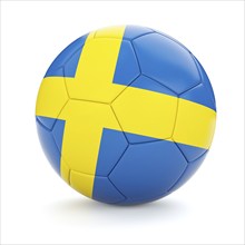 3d rendering of Sweden soccer football ball with Swedish flag isolated on white background