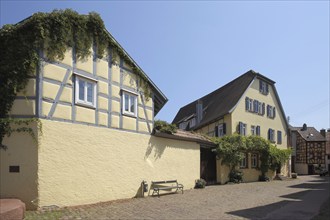 Idyllic houses in Fischergasse in Lohr am Main, Lower Franconia, Franconia, Spessart, Bavaria,