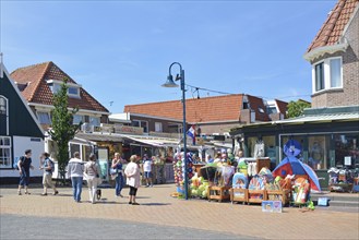 De Koog, Netherlands June 5. 2017 Popular city center with small tourist shops in De Koog on the