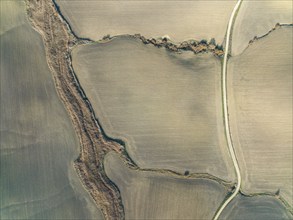 Cultivated fields in winter in the Campiña Cordobesa, the fertile rural area south of the town of