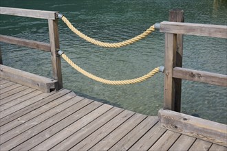 Wooden footbridge, access, summer, Ossiach, Lake Ossiach, Carinthia, Austria, Europe