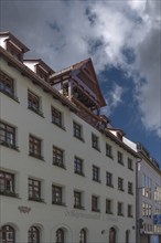 Historic residential and commercial building with dormer window, Hintere Ledergasse 43, Nuremberg,