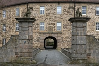 Driveway to Waldenburg Castle, Waldenburg, Hohenlohe, Baden-Württemberg, Germany, Europe