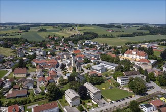 Drone shot, Aurolzmünster, Innviertel, Upper Austria, Austria, Europe