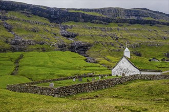 Old church in Saksun, Streymoy, Faroe islands, Denmark, Europe