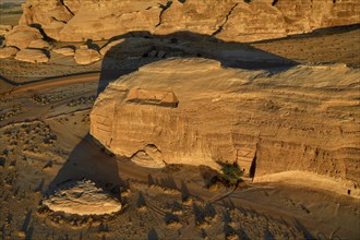 Nabataean Tombs at the Rock Qasr Al-Bint, Blue Hour, Hegra or Mada'in Salih, AlUla Region, Medina