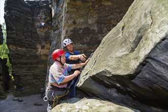 Climbing school in the Bielatal