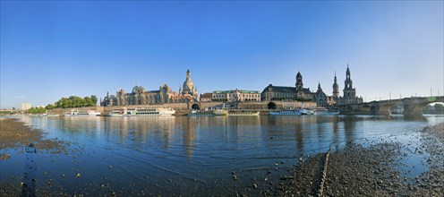 Dresden Silhouette View from Neustätter Elbufer to Dresden Old Town