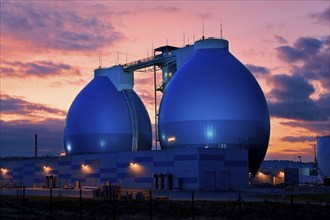 Digestion towers at the Dresden Kaditz sewage treatment plant