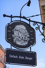 Nose sign from a burger restaurant, Erlangen, Middle Franconia, Bavaria, Germany, Europe