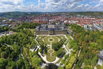 Aerial view Würzburg Residence with Court Garden, Baroque, Baroque Garden, 18th century back