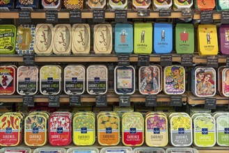 Shop window with sardine cans, Vienna, Austria, Europe