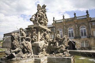 Margrave's Fountain and New Palace, Bayreuth, Upper Franconia, Franconia, Bavaria, Germany, Europe