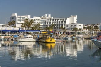 Fishing boats and excursion boats in the harbour of Agia Napa, Cyprus, Europe