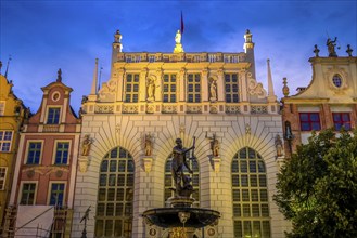 Neptune Fountain, Artus Court, Long Market, Dlugi Targ, Old Town, Gdansk, Pomeranian Voivodeship,