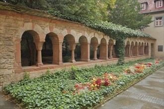 Cloister with archways in the Lusamgärtchen, Würzburg, Lower Franconia, Franconia, Bavaria,