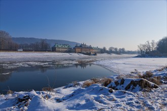 Ice drift on the Elbe in Dresden Pillnitz