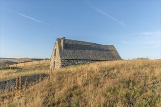 Traditional sheepfold renovated in stone in Aubrac. Cevennes, France, Europe