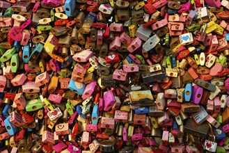 SEOUL, SOUTH KOREA, APRIL 7, 2017: Love Locks at Namsan Seoul Tower, Seoul, South Korea, Asia