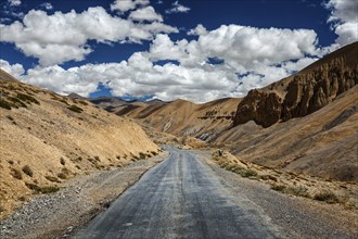 Travel forward adventure background, Trans-Himalayan Manali-Leh highway road in Himalayas. Ladakh,