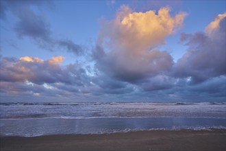 Beach, Sea, Clouds, Dawn, Sunrise, Zandvoort, North Sea, North Holland, Netherlands