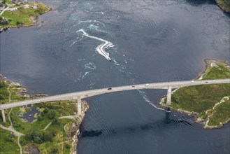 Bridge over Saltstraumen, strongest tidal current in the world, Helgeland coast, Nordland, Bodø,