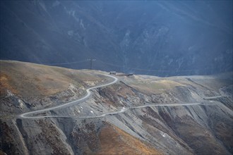 Mountain road, mountain pass from Kazarman to Jalalabad, Naryn region, Kyrgyzstan, Asia