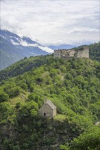 Obermontani Castle and St Stephen's Castle Chapel, Laces, South Tyrol, Italy, Europe