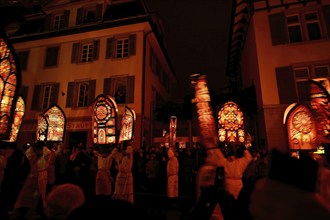 Bearer of the Iffelen at the traditional Klausjagen, Klaus parade 2023, St. Nicholas custom,