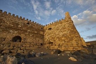 Sunset, evening light, backlight, Venetian sea fortress, Koules, Morosini, mountains, bronze sky,