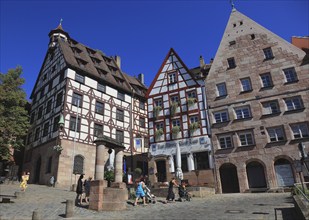 In the old town centre of Nuremberg, restaurant, Zum Albrecht-Dürer-Haus and houses on