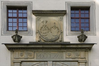 Geislingen moated castle, passageway of the north-east wing, classical portal with pilasters, year