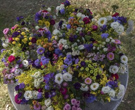 Assorted bouquets of a table decoration for a wedding, Lower Saxony, Germany, Europe