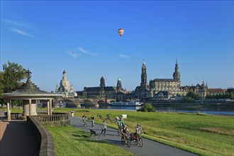 Dresden Silhouette View from Neustätter Elbufer to Dresden Old Town