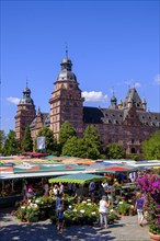 Green Market at the Castle Square, Johannisburg Castle, Aschaffenburg, Lower Franconia, Bavaria,