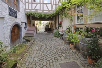 Idyllic courtyard in the Metzgergasse in Neustadt an der Weinstraße, Rhineland-Palatinate, Germany,