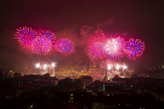 Fireworks over the Old Town of Dresden