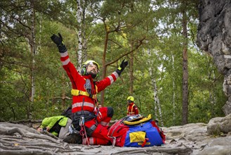 Winch rescue training of the rescue helicopter, Christoph 62, on the occasion of the 50th