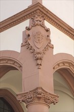 City coat of arms on the New Town Hall, Europaplatz, Old Town, Limburg, Hesse, Germany, Europe