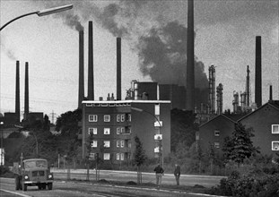 Air pollution, here on 29.6.1971 in Gelsenkirchen, Germany, Europe