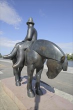 Sculpture Leinreiter by Detlef Kraft 1996, equestrian figure, Rüsselsheim, Hesse, Germany, Europe