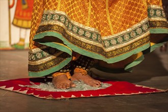 UDAIPUR, INDIA, NOVEMBER 24: Bhavai performance, folk dance of Rajasthan Performer balances number