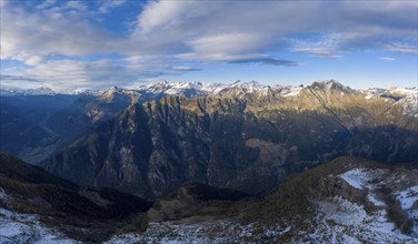 Aerial view over the mountains of Val Pontirone in the canton of Ticino, Switzerland, Europe