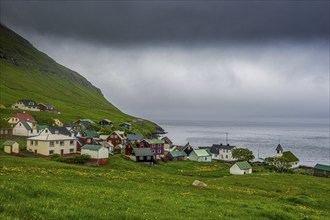 Overlook over Oyandarfjordur, Estuyroy, Faroe islands, Denmark, Europe