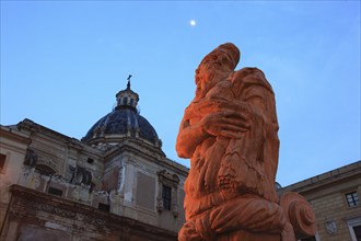 In the old town of Palermo, in Piazza Pretoria, fountain figure of the Fontana Pretoria fountain