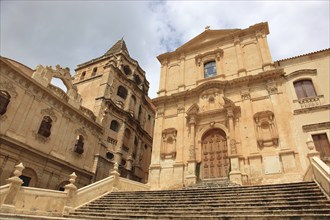 Old town of the late Baroque city of Noto in the Val di Noto, the church, Chiesa S. Francesco d