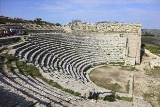 The Greek theatre in the former ancient city of Segesta, the province of Trapani, Sicily, Italy,