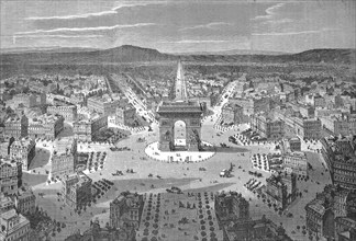 Arc de Triomphe de l'Etoile, Triumphal Arch of the Star, 1869, Centre of Paris, France, Historic,