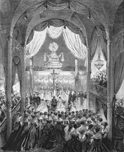 The wedding of Umberto I and his cousin Margarethe on 22 April 1868 in Turin Cathedral, Umberto I.