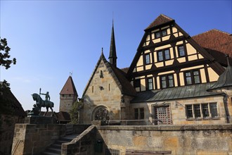 View from the bastion to the Luther Chapel and the princely building of Veste Coburg, Coburg, Upper